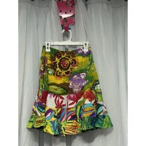 Jams World XS Skirt Mai Tai Hawaiian Vibrant‎ Artsy Colorful Tropical VTG Boho